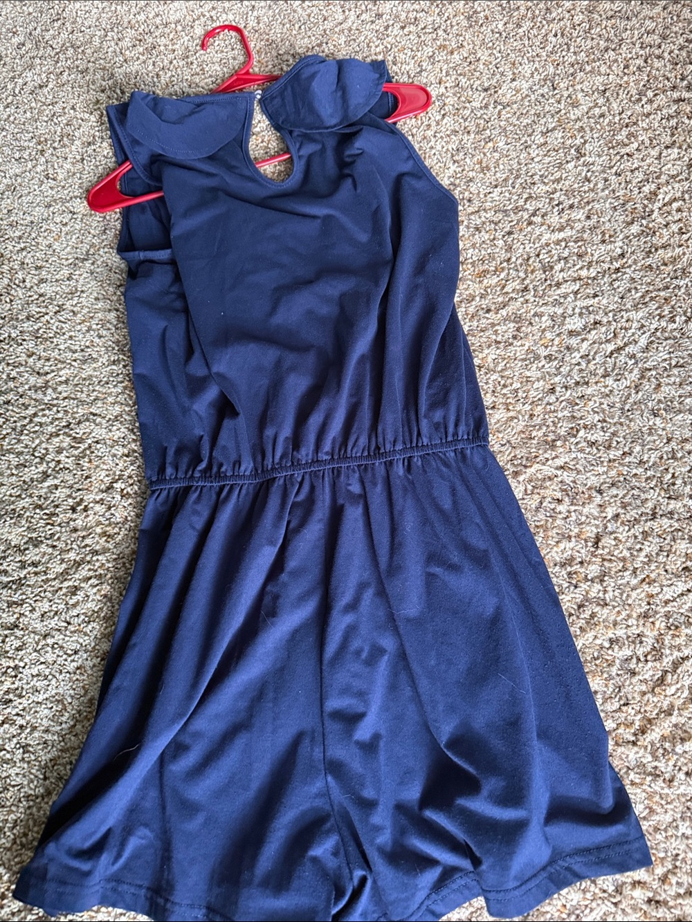 Women’s Navy Ruffle-Front Romper - Picture 6 of 6